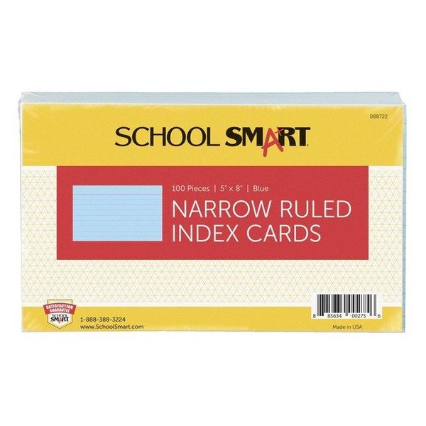 School Smart CARDS INDEX 5X8 RULED BLUE PK OF 100 PK IND58BLRL